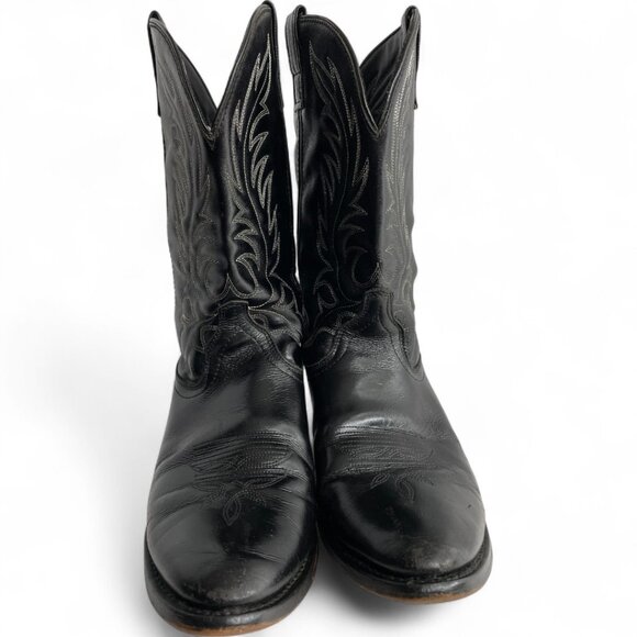 Laredo Black Leather Western Cowboy Cowgirl Boots Women's 10 M - Picture 3 of 10